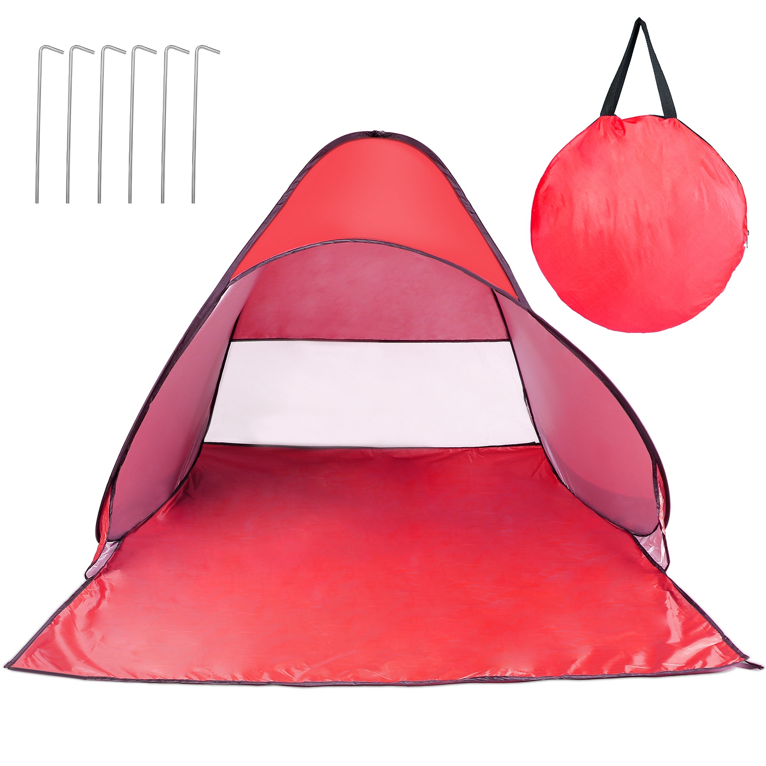 Carpa de Playa para 2-3 Personas con Ventana de Malla y Bolsa de Almacenamiento, 64.96 x 59.06 x 43.31 pulg, Anti-UV, Automática e Impermeable, para Playa, Camping, Pesca, Parque y Lago al Aire Libre — imagen 23