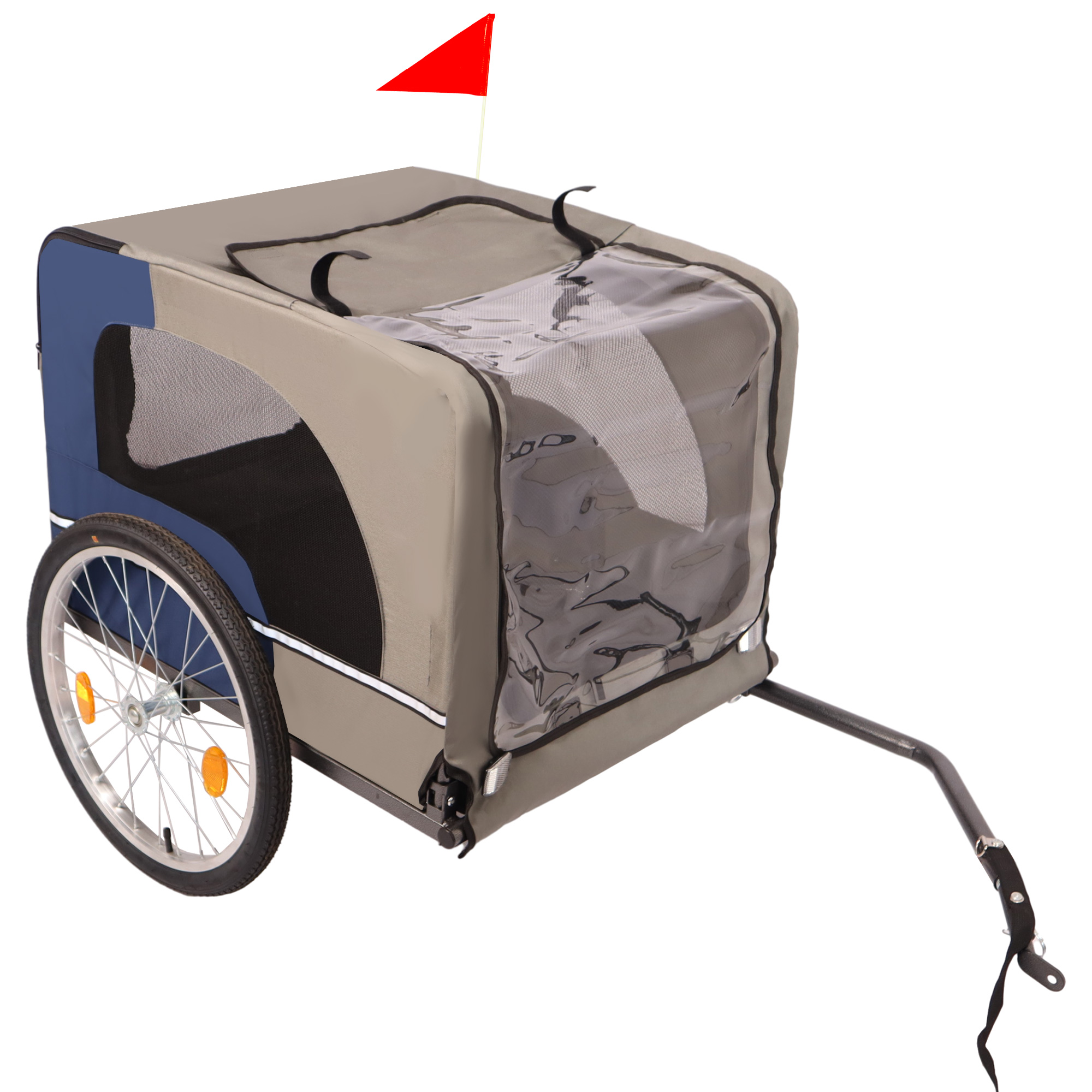 Dog Bike Trailer - Folding Pet Trailer Car For Bicycle, Folding Pet Carrier With 20 Inch Wheels, 2 Entrances, Safety Flag, Easy To Connect & Store — image 1