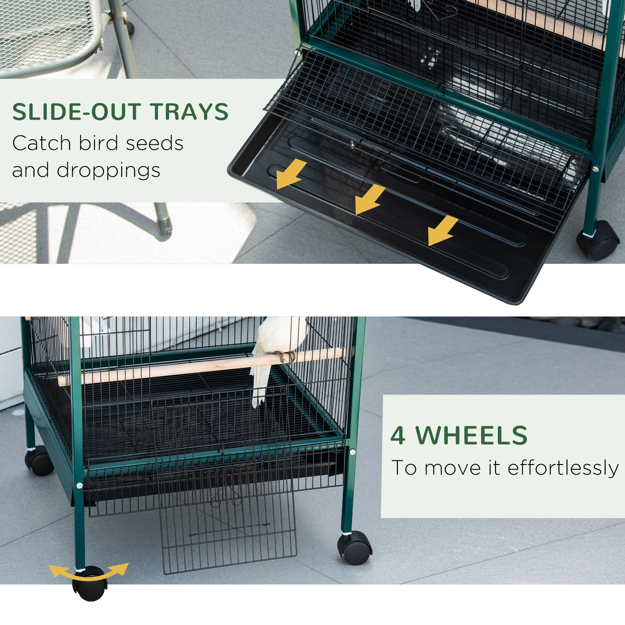 Caja para Aves Grande de 55" con Diseño Aviario Multidireccional, Color Verde — imagen 8