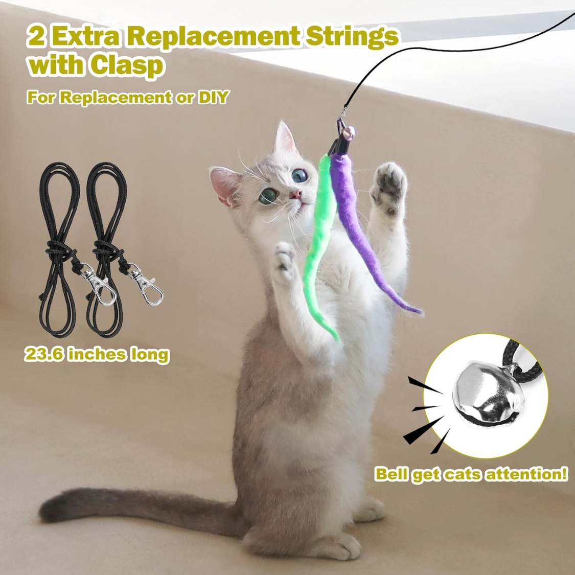 Juguetes para Gatos para Hogares Interiores: Lazo de Pecho y 9 Piezas de Refuerzos de Plumas — imagen 8