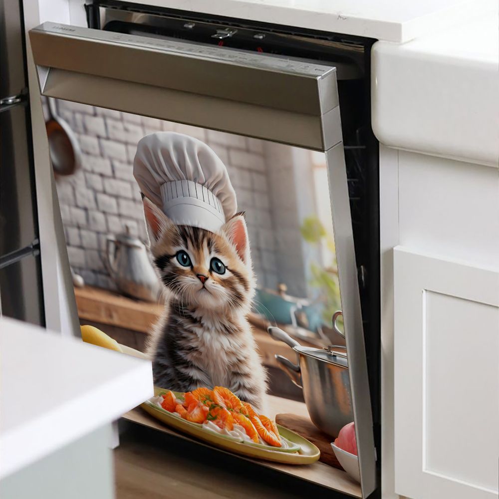 Cubierta Magnética 2D Plana para Puerta de Lavavajillas con Temática de Gato Chef, Adecuada para Lavavajillas, Refrigeradores, Etc. - Fácil de Limpiar — imagen 11