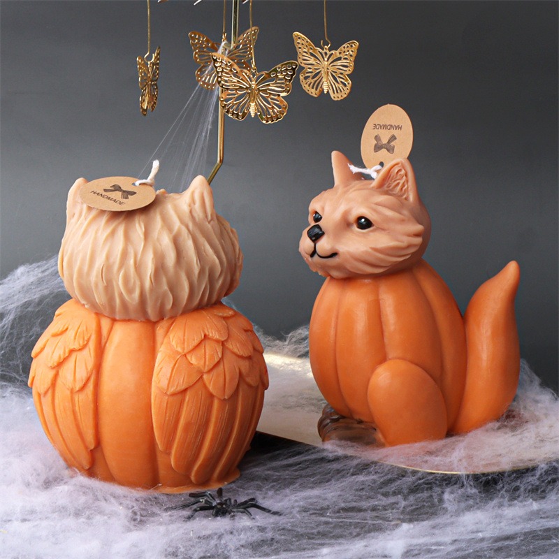 New Halloween Pumpkin Ghost Silicone Candle Mold Frog Owl Fox Pumpkin Animal Scented Plaster Resin — image 5