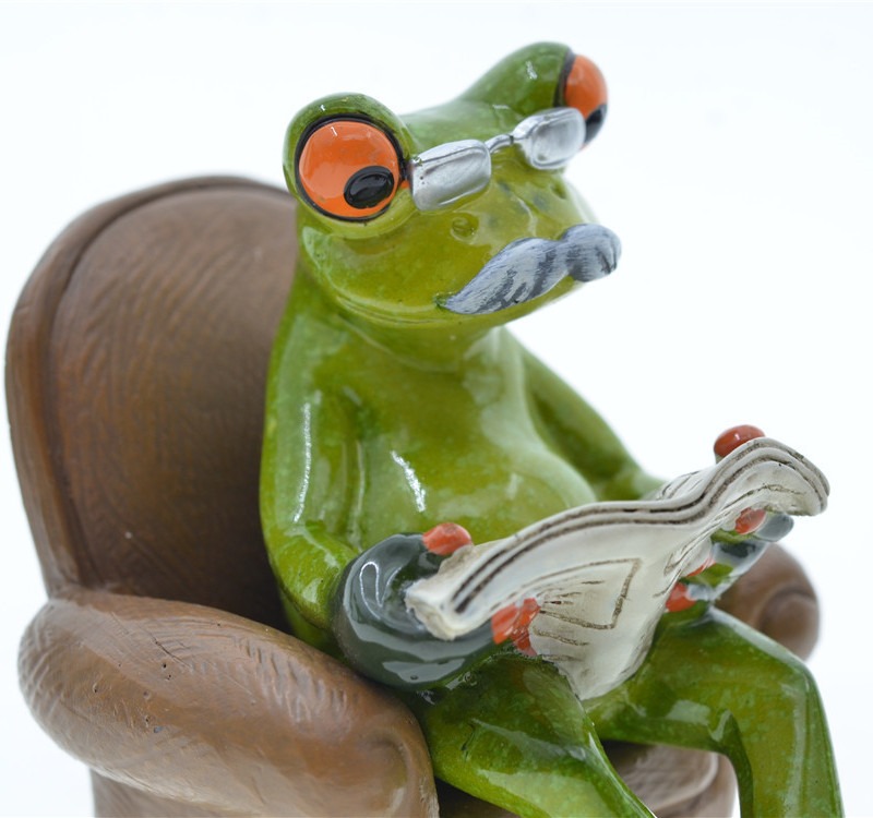 Home Grandpa Grandma Couple Sofa Frog Resin Decoration — imagen 4