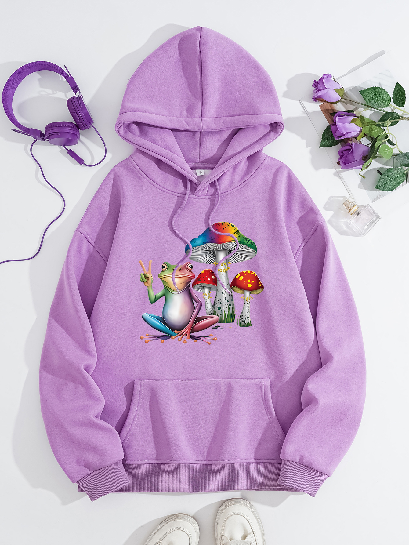 Mushroom Frog Comfortable Hoodie — imagen 14