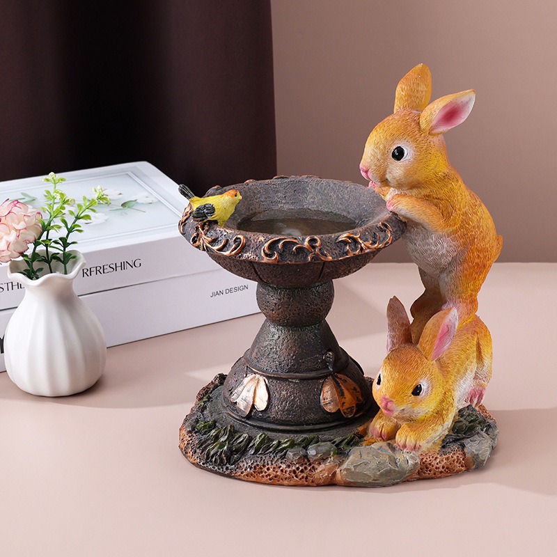 Solar Resin Garden Decoration Rabbit Animal Statue — image 5