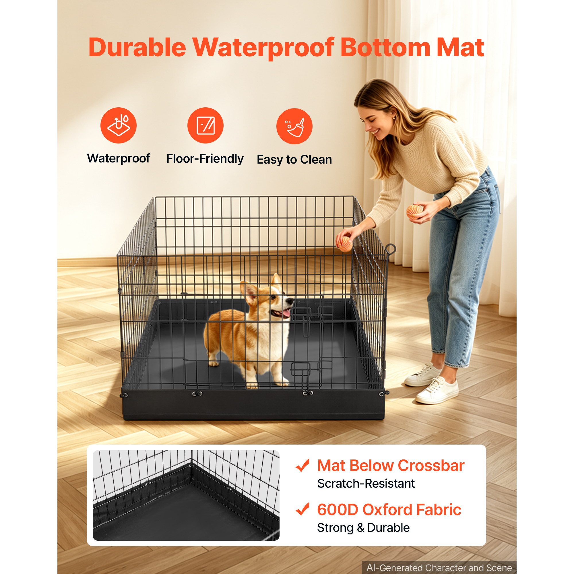 Dog Playpen 24 Inch 4 Panels Foldable Exercise Pen With Bottom Pad, Indoor Metal Pet Fence With Door, Heavy Duty Puppy Crate Kennel, Pet Playpen For Dogs, Cats, And Other Small Animals, Black — image 3