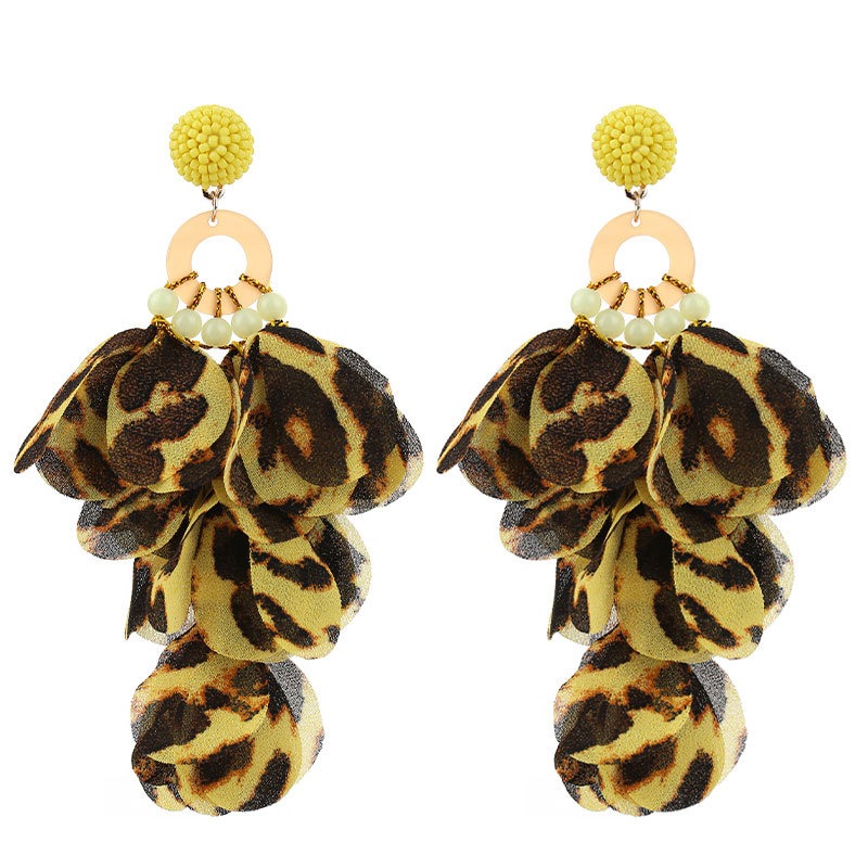 Pendientes de flecos con estampado de leopardo, modernos y exagerados — imagen 3