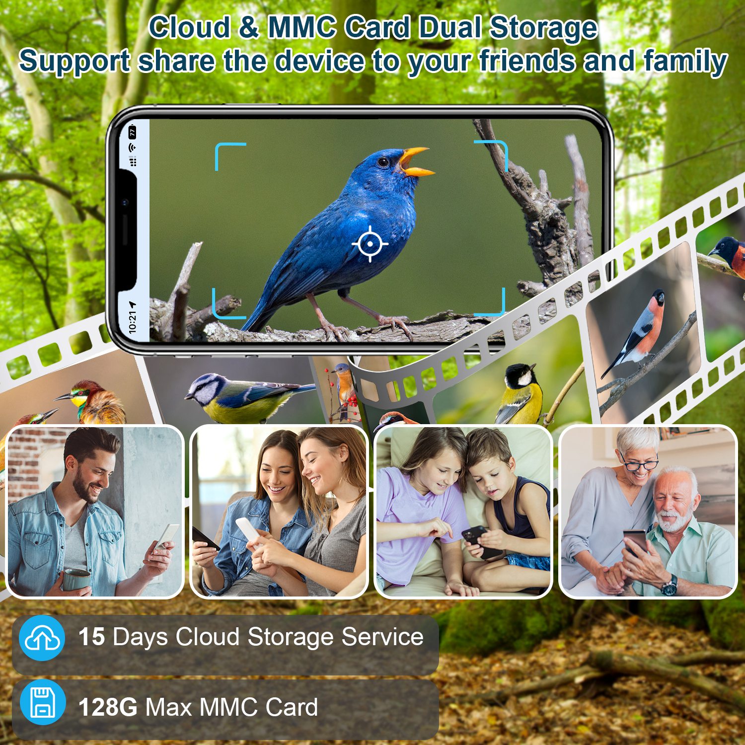 Alimentador Inteligente de Pájaros con Cámara Solar 1080p HD Reconocimiento AI de Pájaros Función de Movimiento Automático Grabación de Video Almacenamiento en la Nube Tarjeta WiFi Conexión App Control IP65 Resista a la Lluvia — imagen 4