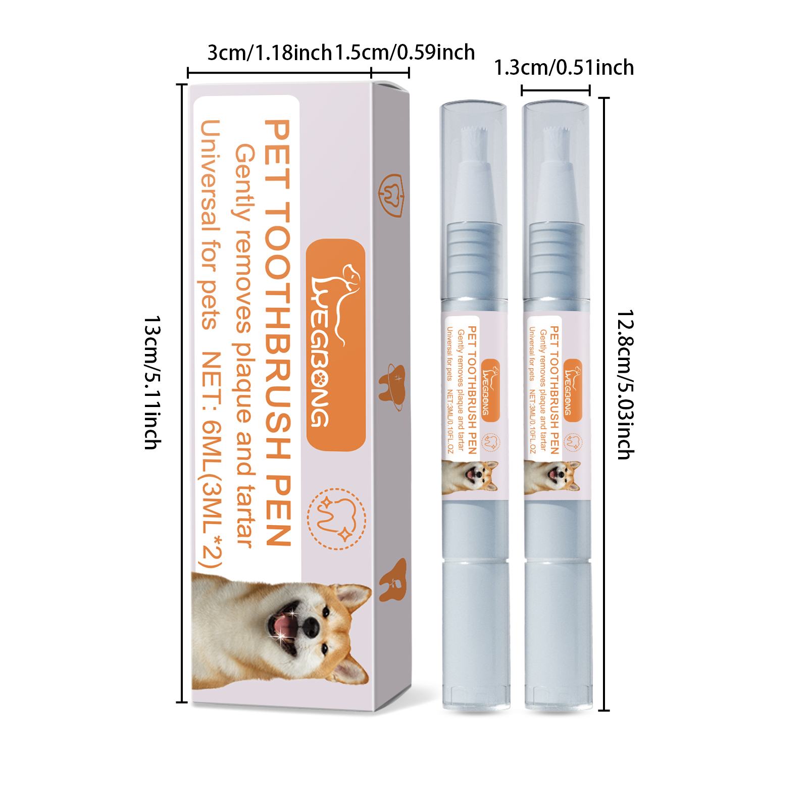 Pet Dental Toothbrush Pen 2Pack Dog Cat Plaque Tartar Remover, Freshen Breath & Soothe Gums — image 8