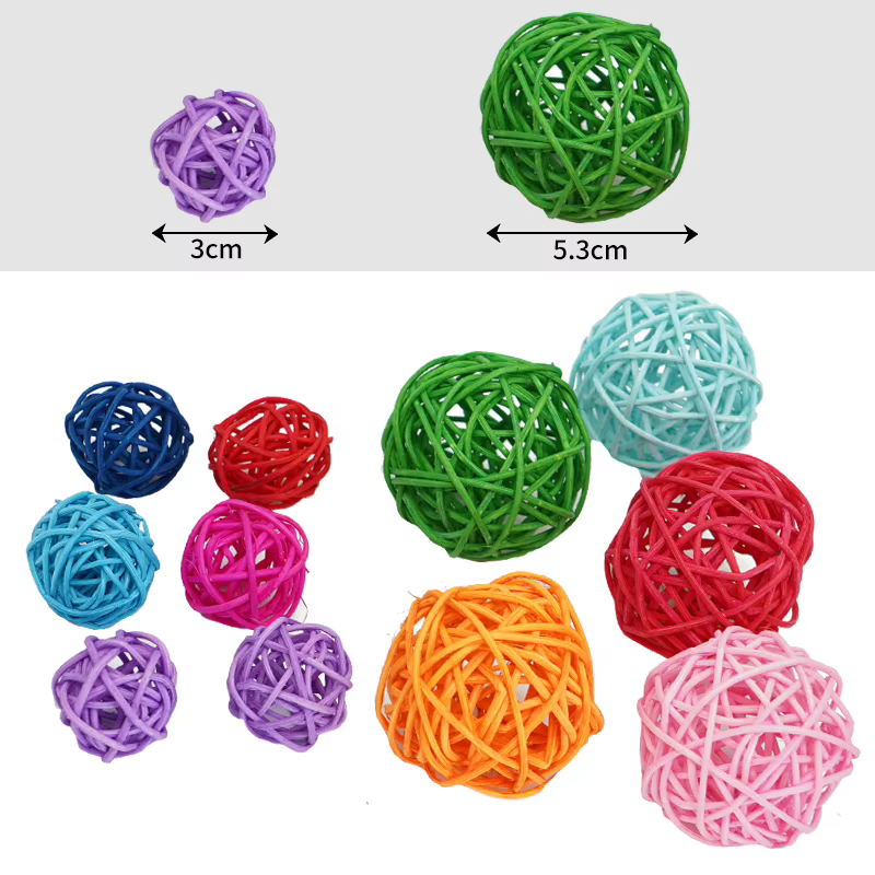Juguetes para Pájaros de Mascota, Juguetes de Mordisco, Pelota de Rattan para Pájaros, Juguete para Guacamayos, Cacatúa, Periquitos, Juguetes de Juego y Mordisco, Juguetes para Jaulas de Pájaros 5pcs — imagen 4