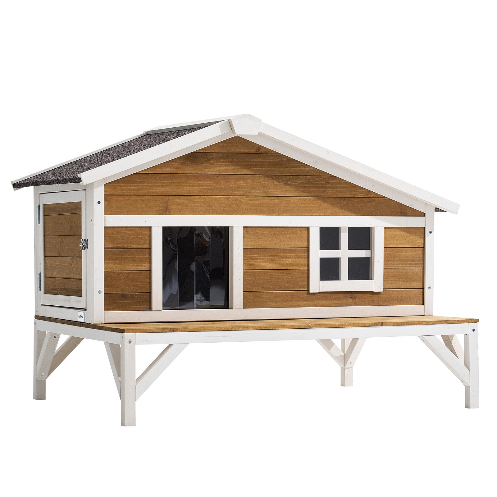Casa Aislada para Gatos, Refugio Elevado con Aislamiento de Espuma en Todos los Lados, Casa de Madera para Gatos Ferales con Amplia Plataforma, Condominios de Gatos Impermeables para Gatos de Interior y Exterior en Invierno 43.5x33.5x31 Pulgadas — imagen 1