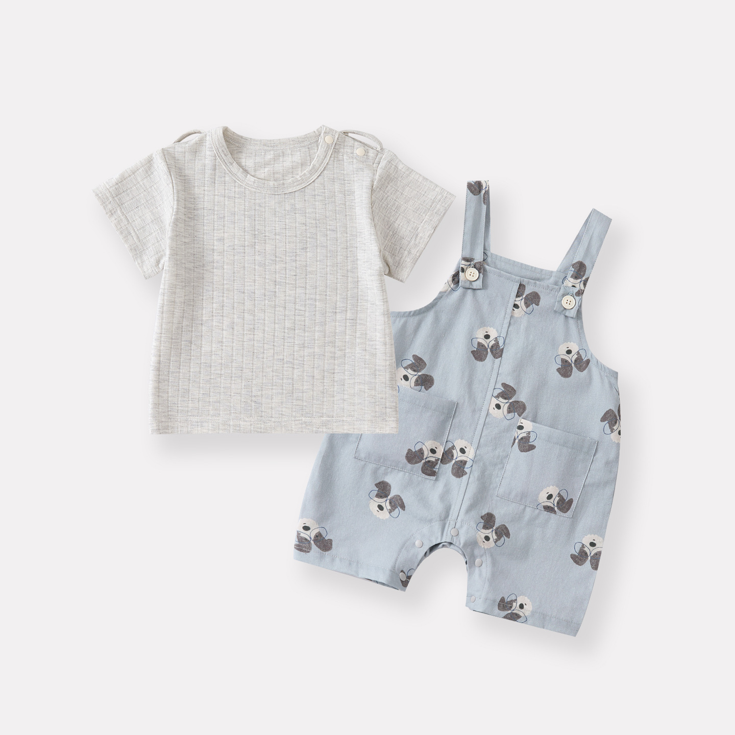 Casual Simple Short Sleeve Baby Boy Cartoon Dog Overalls Two-Piece Set — image 7