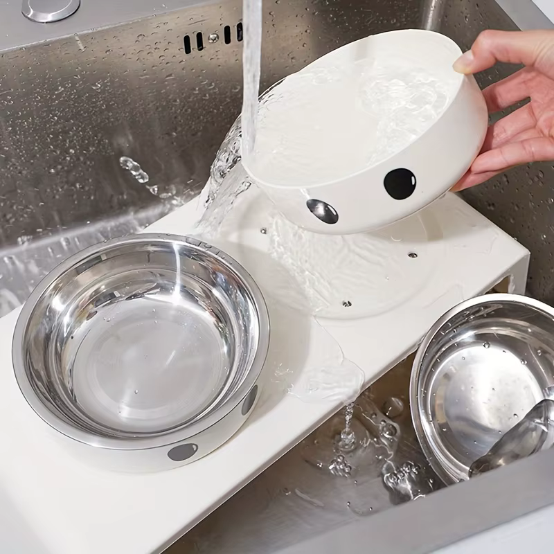 Comedor Elevado para Mascotas con 2 Tazas de Acero Inoxidable doble para Perros y Gatos Pequeños, Medianos y Grandes — imagen 4