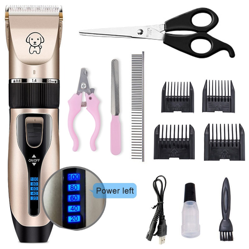 Pet Cat Dog clippers professional Dogs grooming clipper groomer kit USB Rechargeable Low-noise Pets Hair Trimmer Display battery — image 9