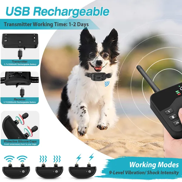 Cerca Eléctrica Inalámbrica para Perros 2 en 1 a Prueba de Agua, Sistema de Contención con Descarga para Mascotas, Collar de Entrenamiento Eléctrico Para Perros Pequeños, Medianos y Grandes — imagen 4