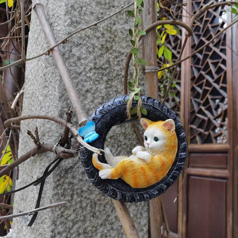Garden terrace outdoor cat swing resin ornaments — image 7