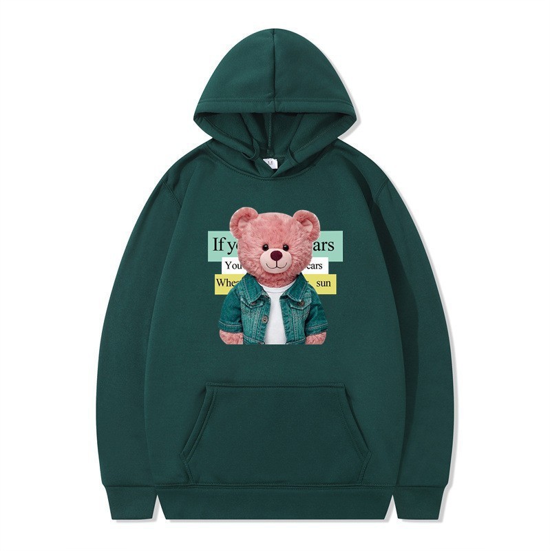 Bear Print Women's Long Sleeve Hooded Sweatshirt Bulk — image 19