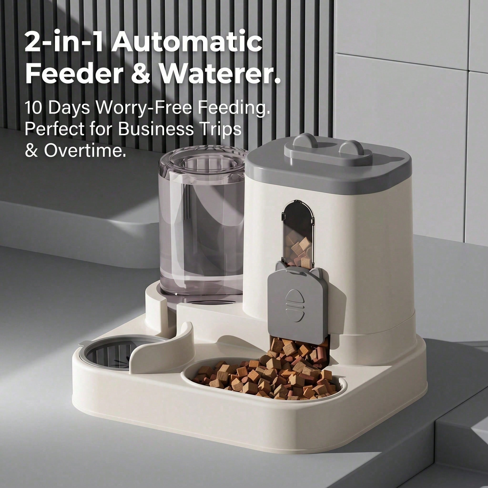 4 Colors Gravity Pet Feeder Water Dispenser Cute Cat Shaped Automatic Food Water Bowl Large Capacity Detachable Stable Anti Slip Base Feeding Supplies For Cats Puppies Small Animals Home Indoor Use — image 1