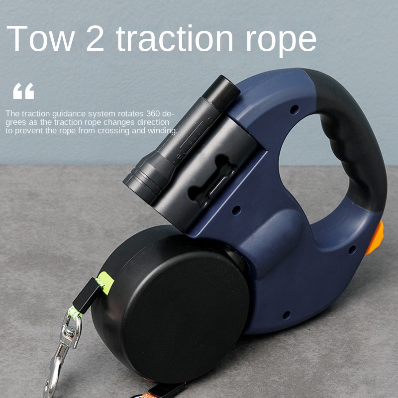 Llave de perro automática retráctil 2 en 1 para perros pequeños y medianos con cabeza doble — imagen 3