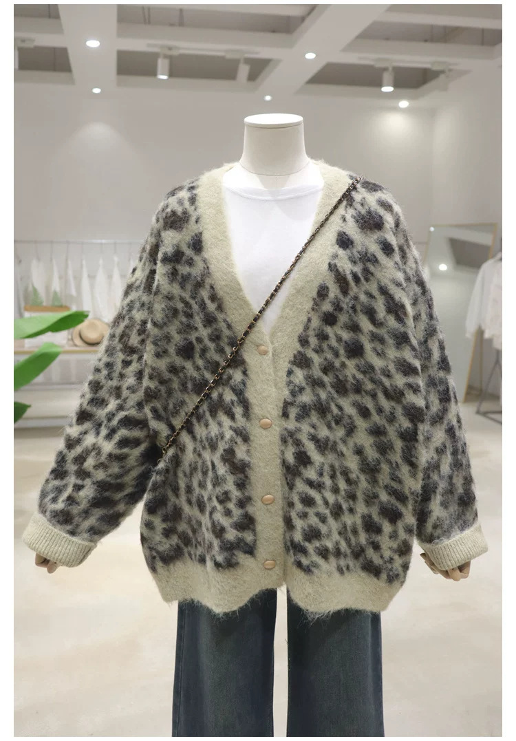 Leopard print cardigan loose sweater — image 7