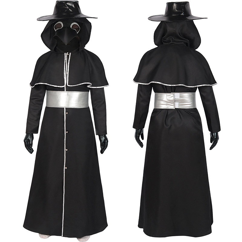 Festive Adult Medieval Steampunk Crow Dark Style Costume with Long Beak Mask Halloween — image 3