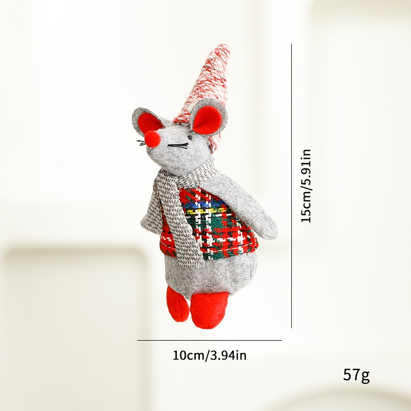 Christmas Mouse Plush Toy, Small Mouse Christmas Decoration Ornament Holiday Figurine for Display — image 7