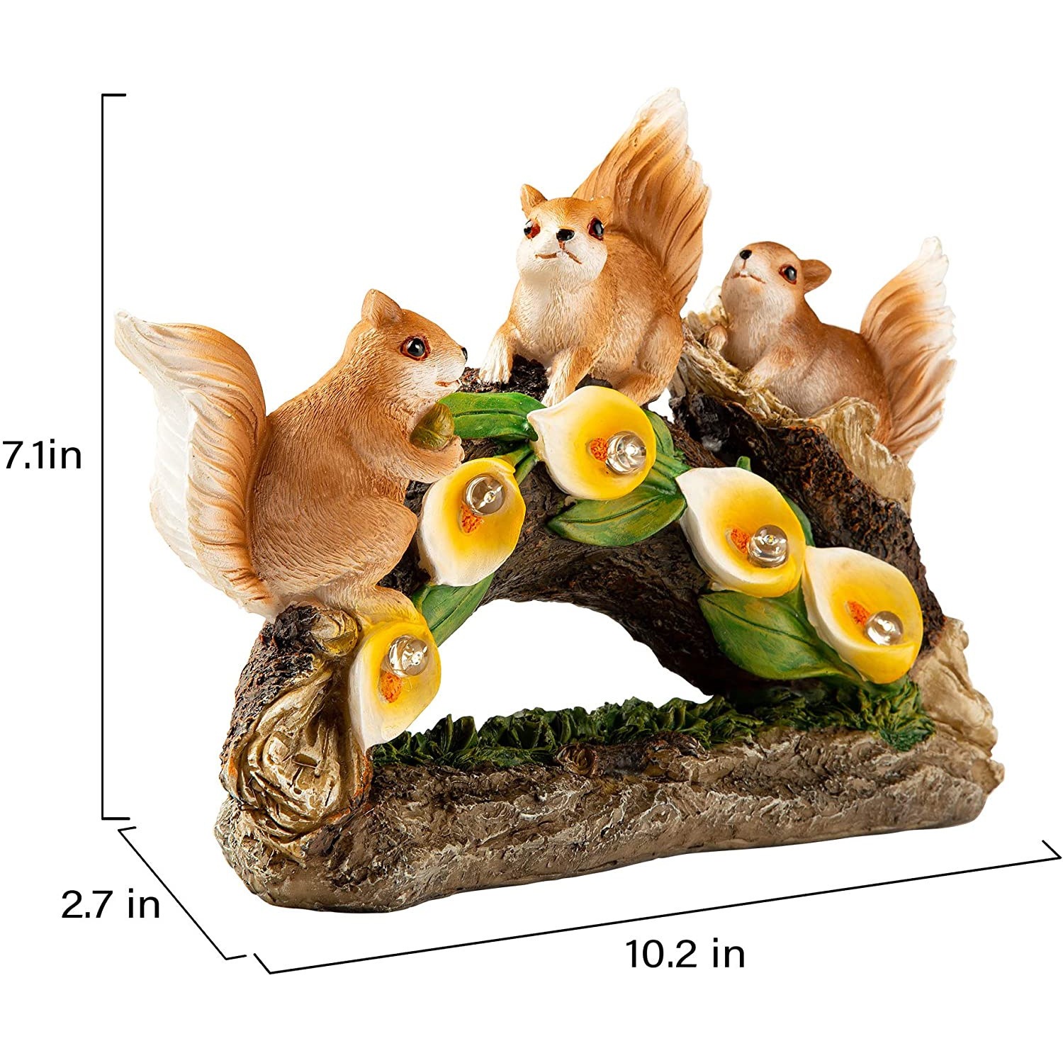 Outdoor solar resin statue decoration with three squirrels — image 2