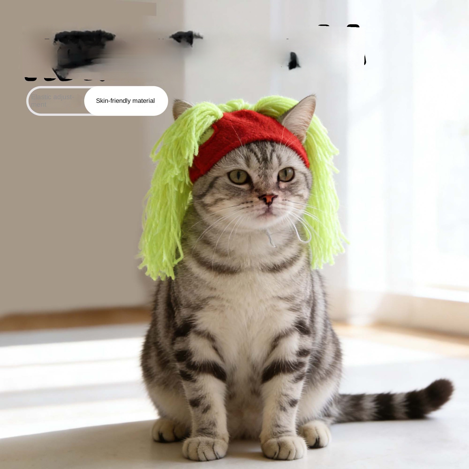 Pet wool hat for cats with funny double braided hairstyle — image 5