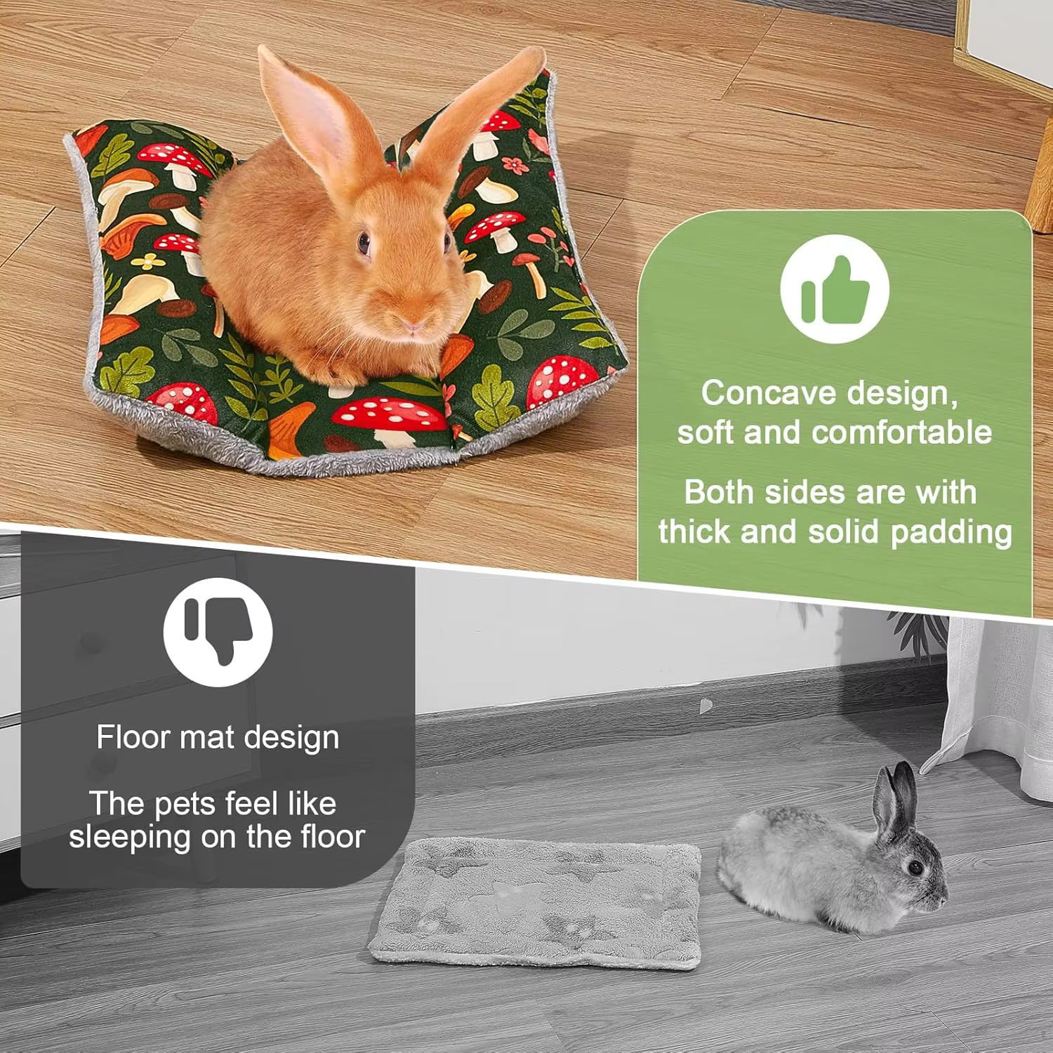 Manta de Cama para Conejos Espesa y Suave Colchón de Pecho Lavable para Conejo Doble-Facial Plush para Pequeños Animales Acoledoras — imagen 6