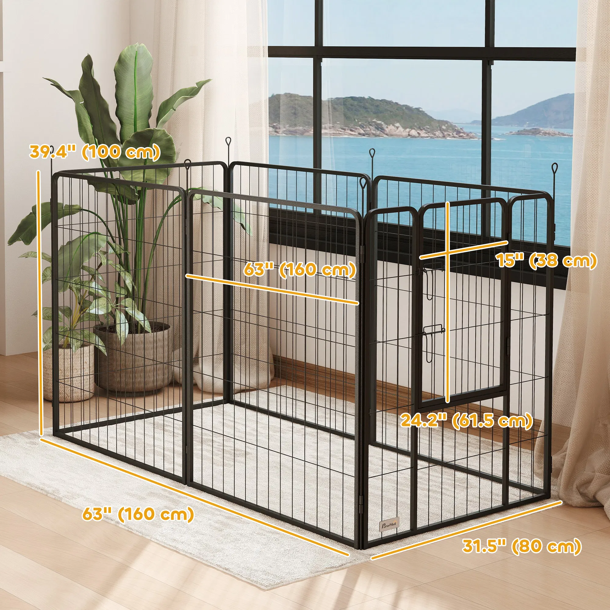 Heavy Duty Dog Playpen with Door for Large Dogs, 6 Panels, 39"H — image 6