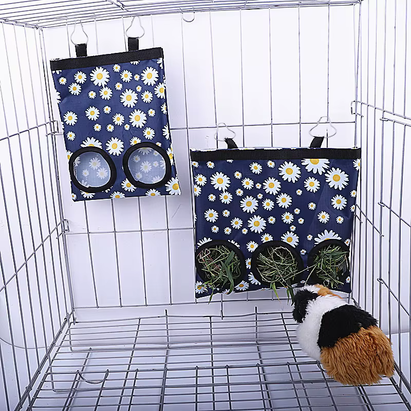 Rabbit Hay Bag 2/3 Holes Hanging Dry Grass Feeder for Guinea Pig Bunny Chinchillas Rats Small Animal Food Storage Bag — image 4