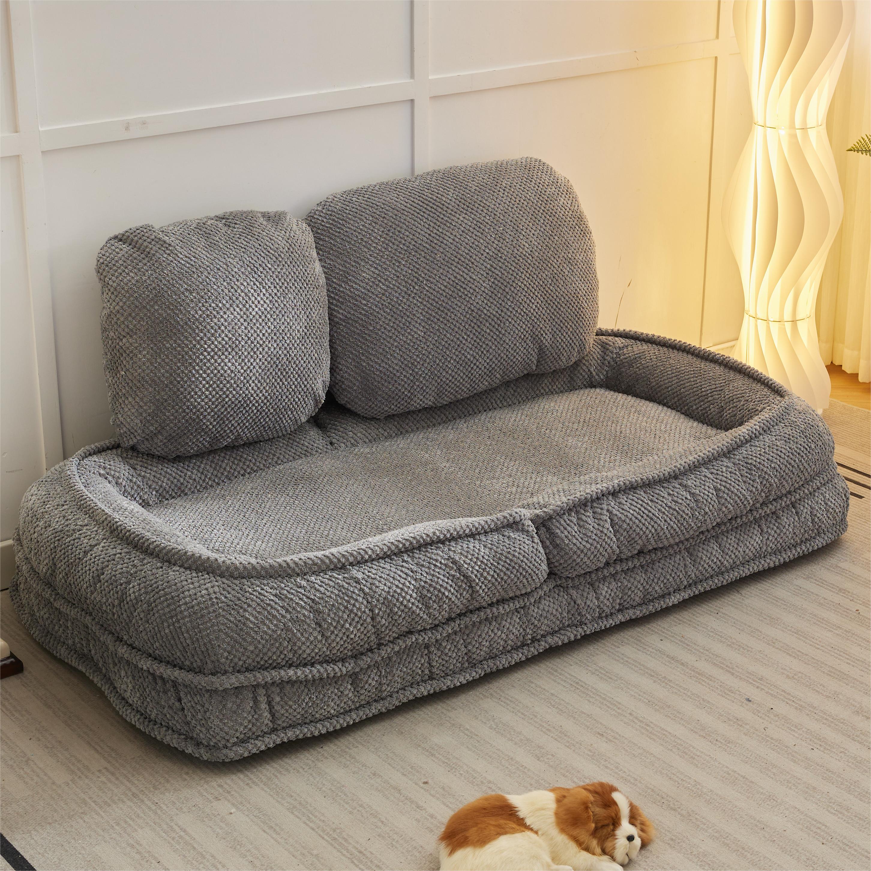 Cama para Perros Humano, Sofá Relajante, 5 Posiciones Ajustables, sentarse, dormir, plegar, ideal para sala de estar, dormitorio, Diseño Ahorrador de Espacio, Gris — imagen 7