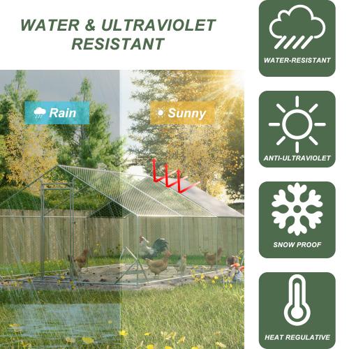 Large Metal Chicken Coop, Walk-in Chicken Run, Galvanized Wire Poultry Chicken Hen Pen Cage, Rabbits Duck Cages With Waterproof And Anti-Ultraviolet Cover For Outside10 L X 20W X 6.56H — imagen 5