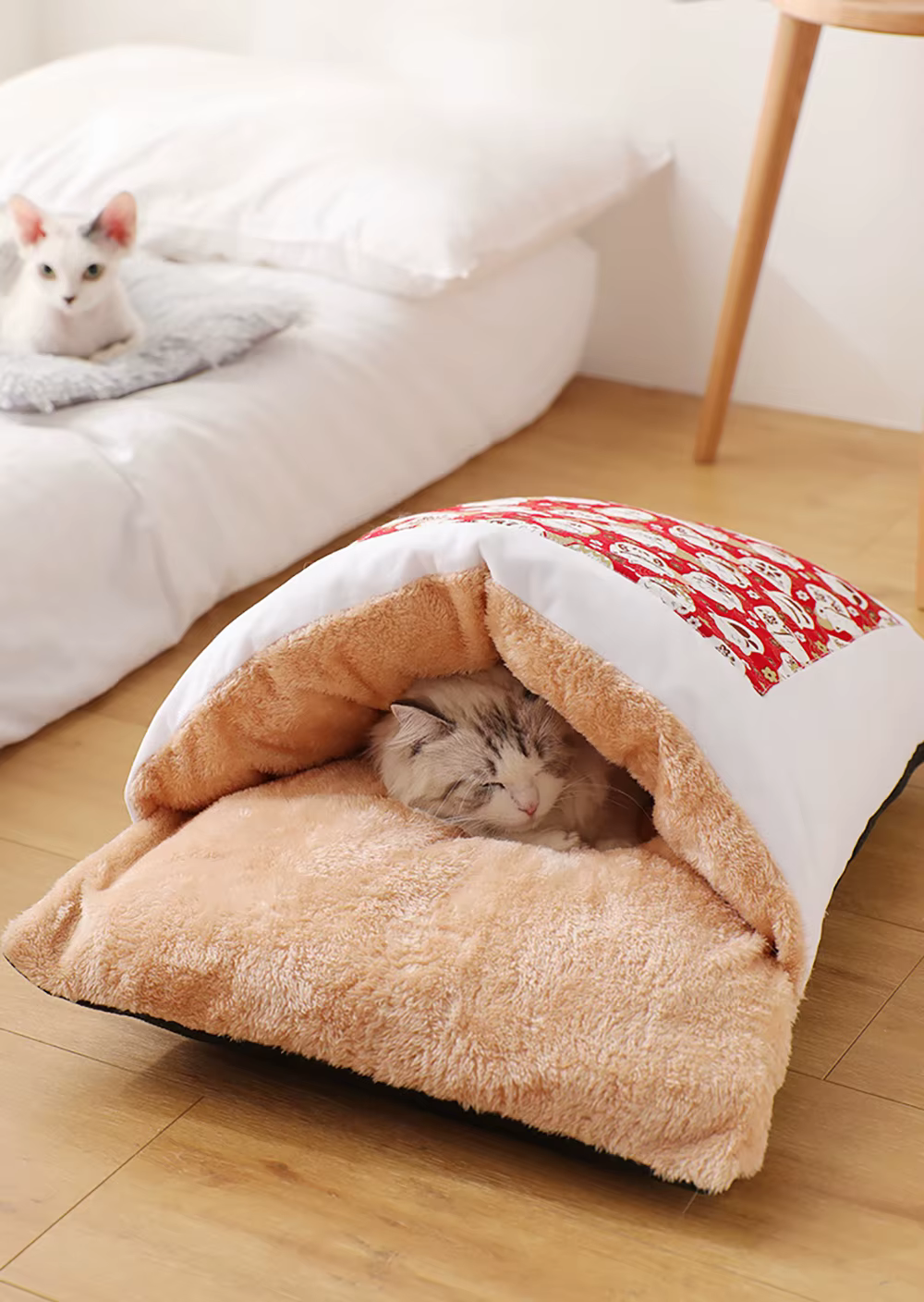 Doonall Stylish Cat Dog Nest Bed Pet Sleeping Bag Warming Foldable Pet Cave for Winter - Tent Self- Cat Hideaways — image 5