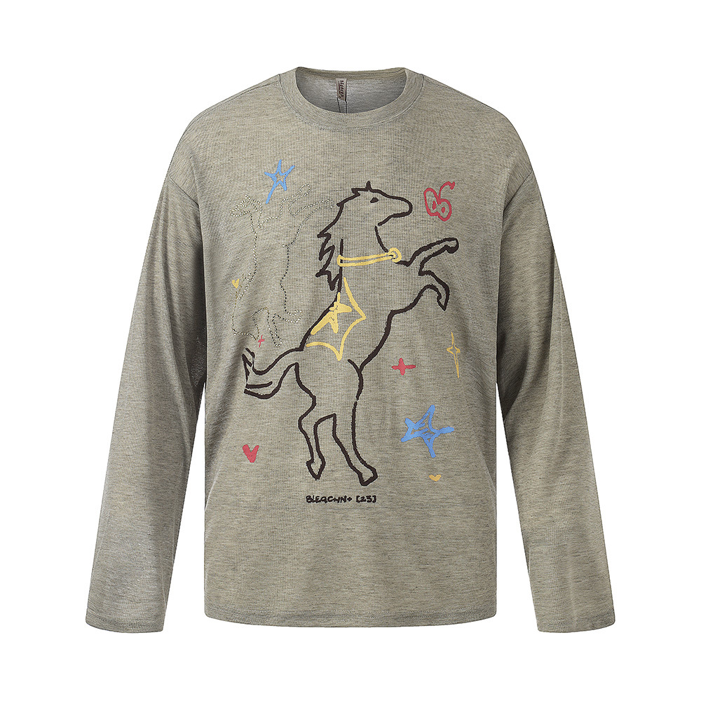 Camiseta de manga larga con estampado de caballo en relieve — imagen 4
