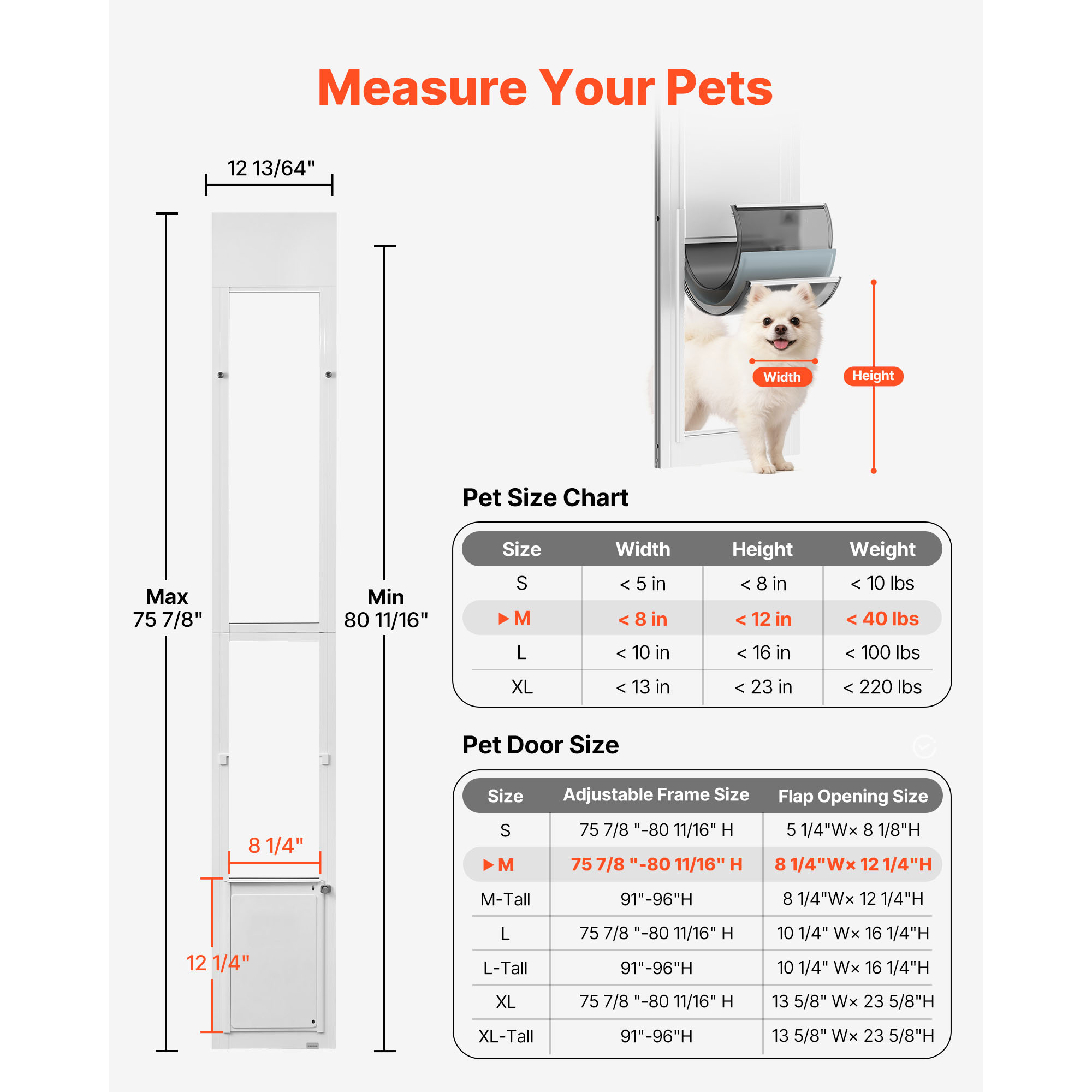 Puerta para Perros de Acceso a Puertas de Vidrio Deslizantes, Altura Ajustable 75-78 a 80-1116 cm, Estructura de Aluminio con Ala y Bisagra Rotativa, Diseño de Cerradura, Para Perros de Tamaño Mediano, Ventanas para Mascotas de Rentistas — imagen 2