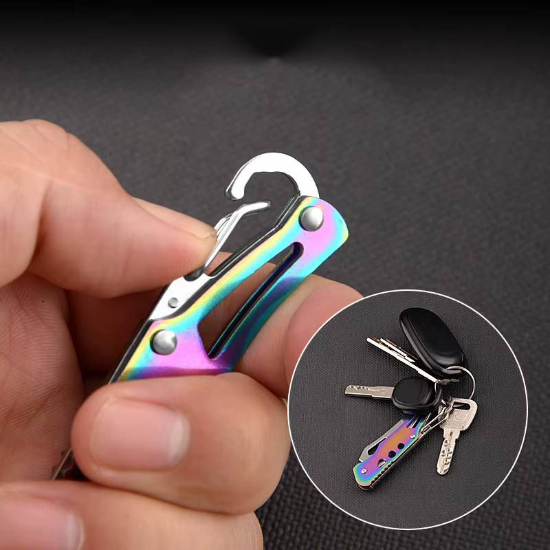 Outdoor Mini Knife Keychain Portable Paring Folding Knife Survival Knife for Hunting Camping Fishing Fruit Cutting Tool — image 3