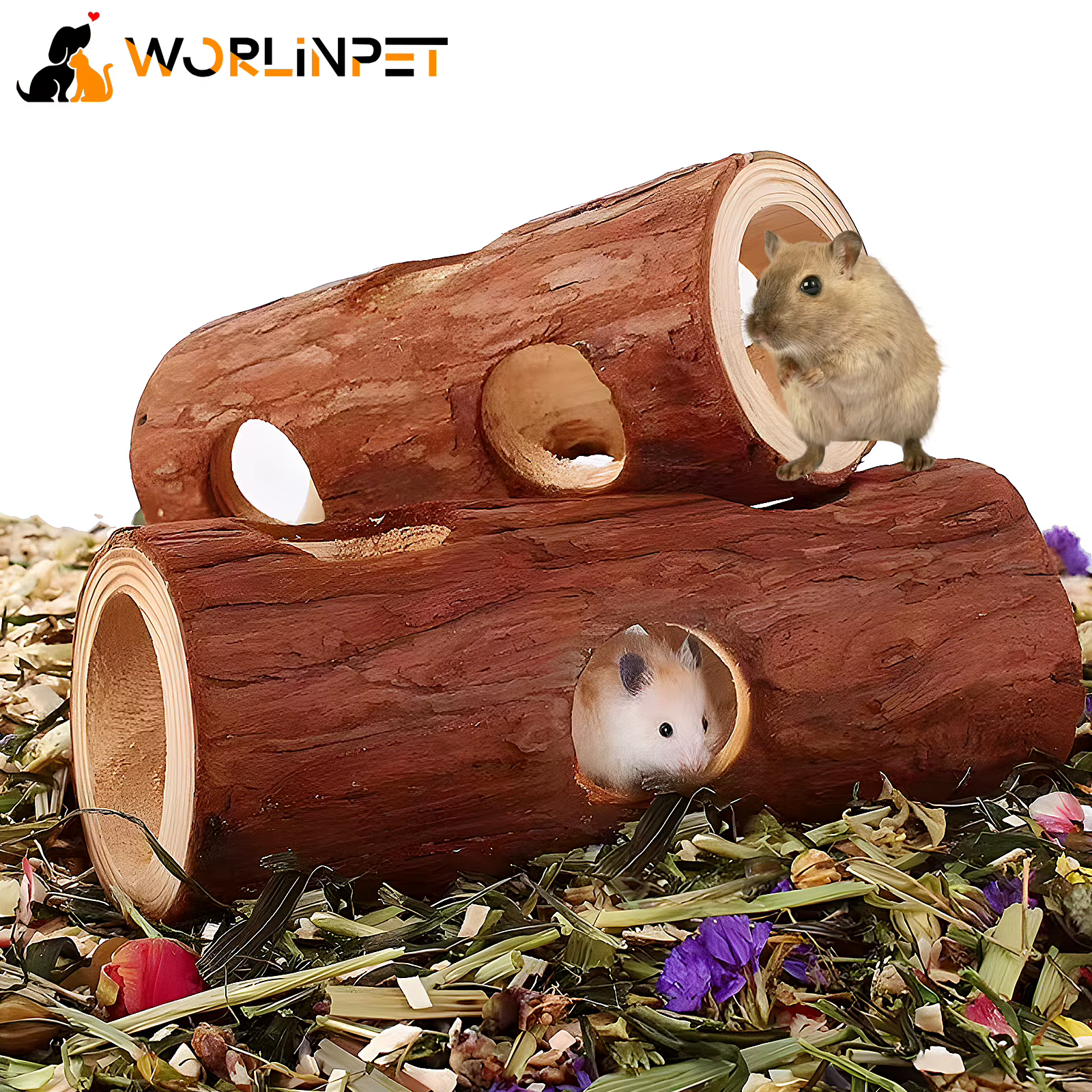 Túnel de Madera Natural para Ratones y Camarones: Bosque de Árbol Hollow — imagen 1