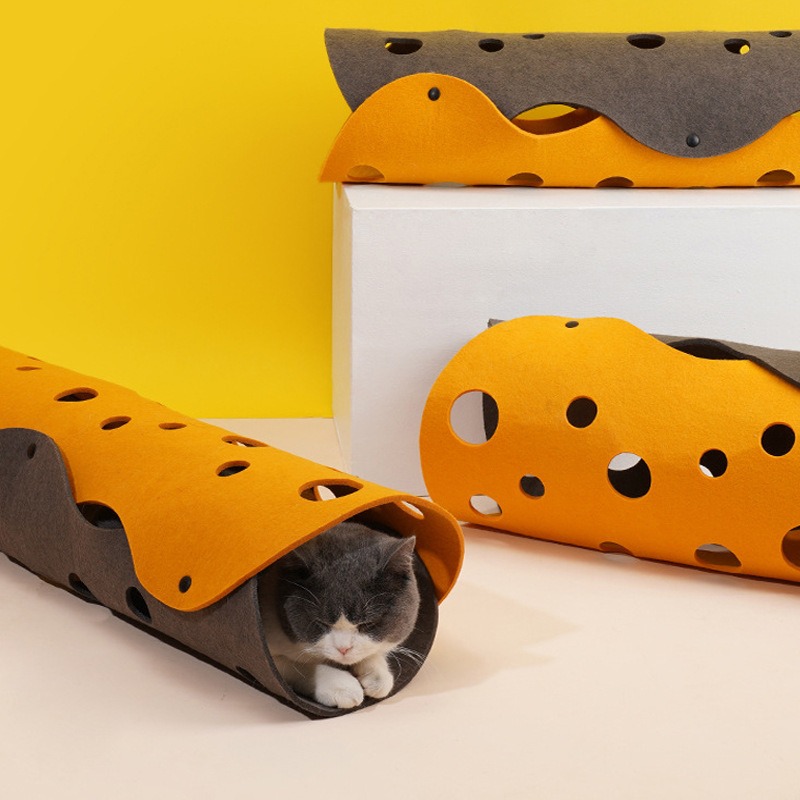Cat Tunnels Bed Foldable Pet Tunnel Tube Bed with Holes DIY Cats Play Mat Cat Activity Rug Toy for Interactive — image 4