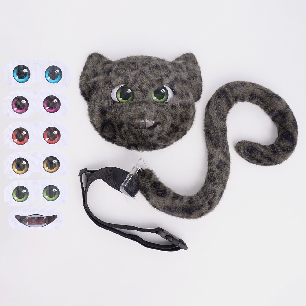 Halloween Realistic Leopard Print Mask with Faux Fur Tail, Full Face Cover, Leopard Cat Cosplay Costume Accessory for Stage Performance — image 11