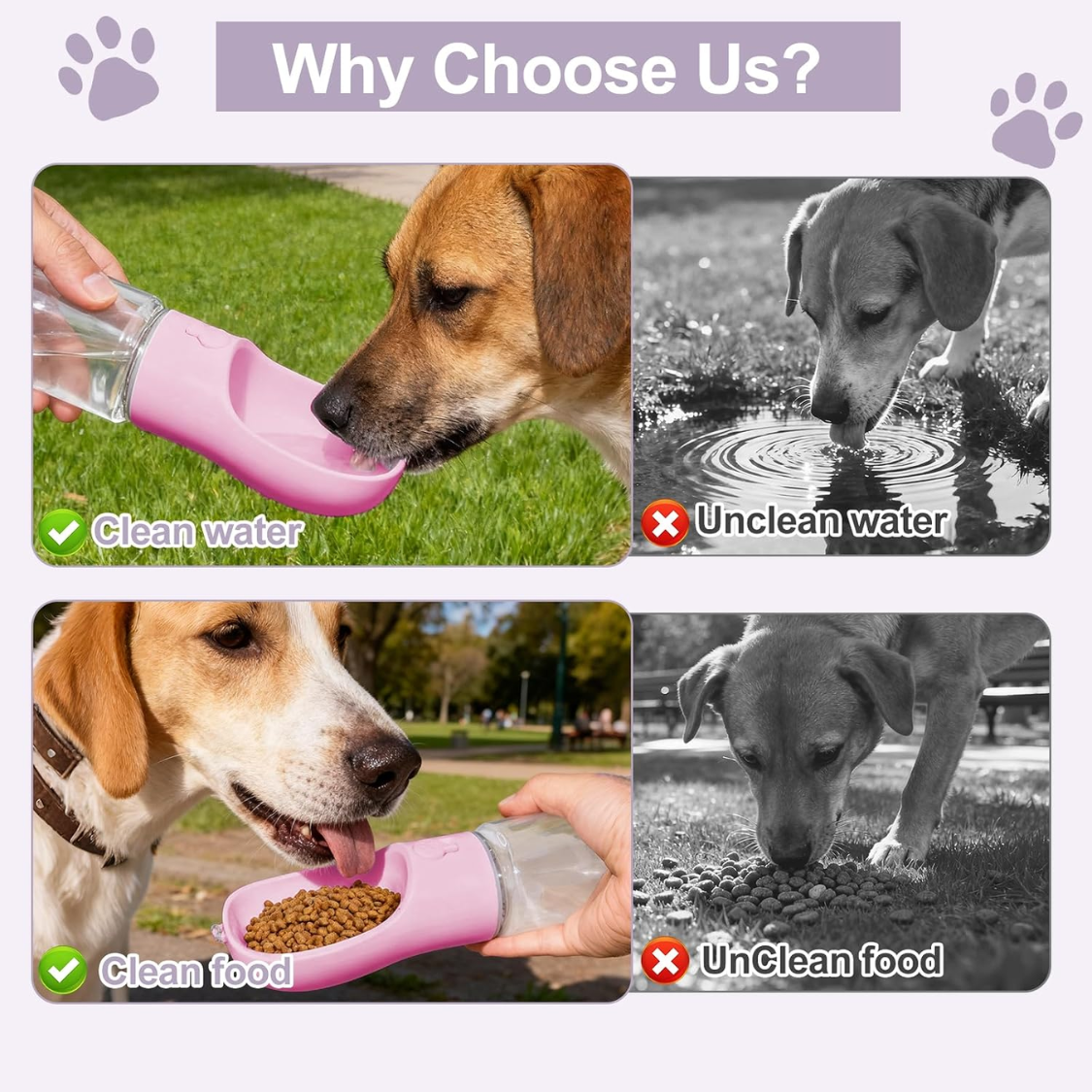 Botella de Agua Portátil para Perros con Contenedor de Comida 2 en 1: Dispensador de Agua Sin Derrames, BPA Libre para Viajes con Mascotas — imagen 3