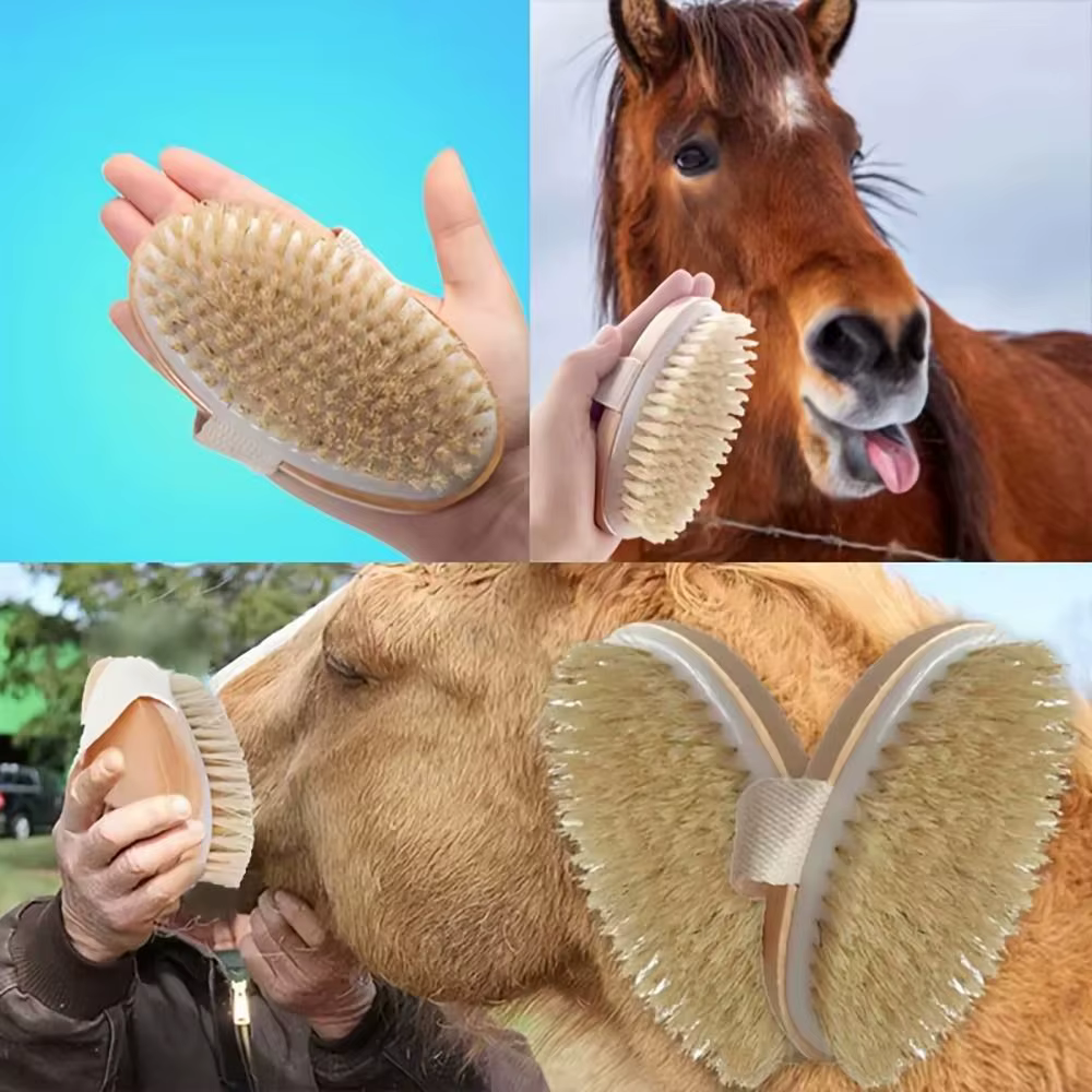 Nueva Llana para Desprender el Pelaje del Caballo Limpia y Desenreda con Cepillo de Caballo Manual de Madera — imagen 3