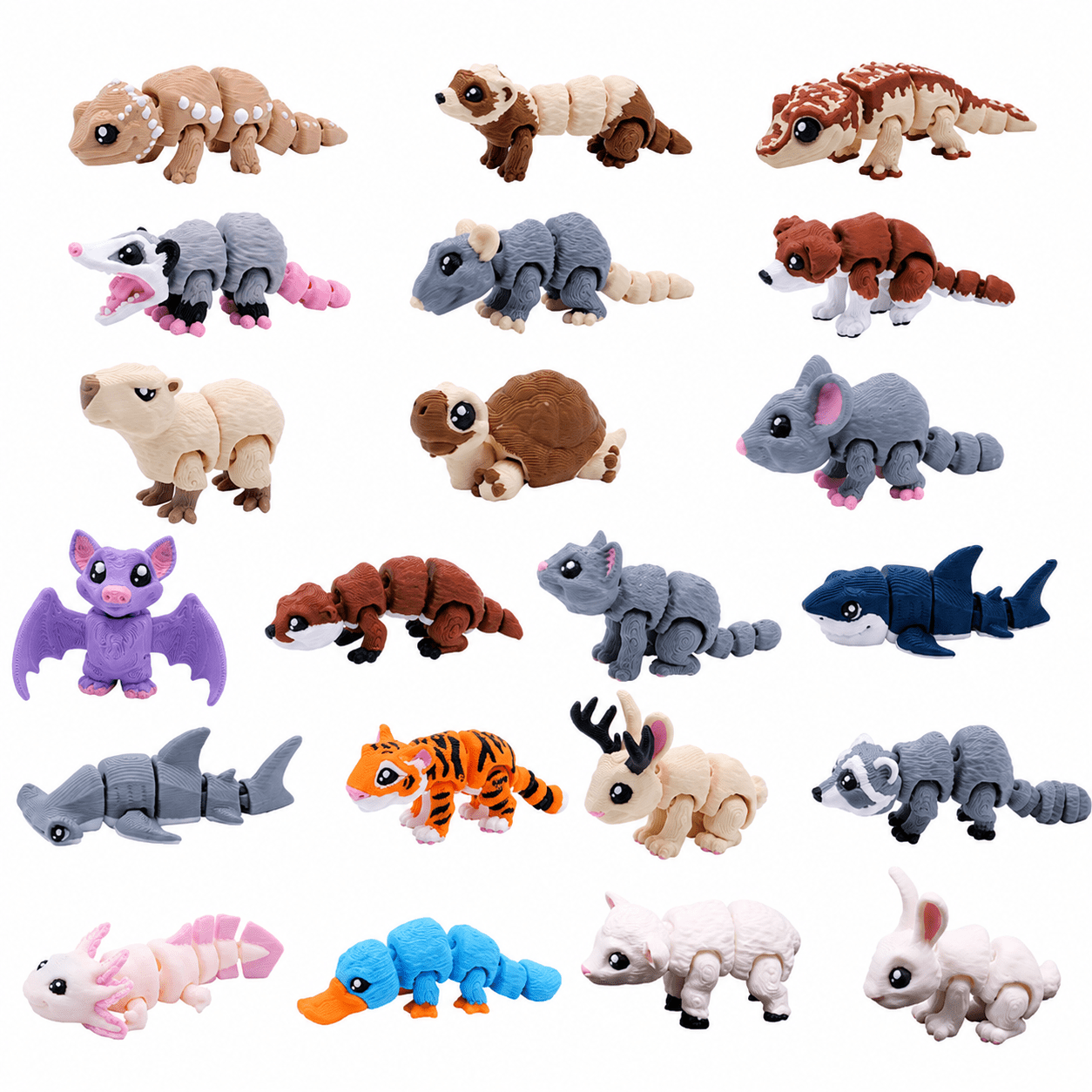21PCS 3D Printed Mini Animal Figurine Set, Articulated Mixed Animal Figures, Flexible Miniature Desk & Shelf Decorations — image 4