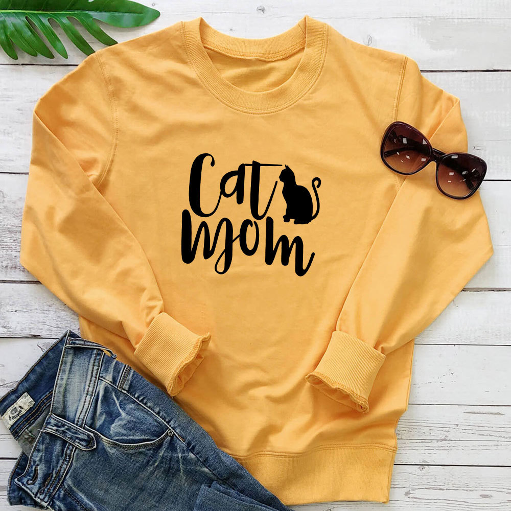Cat Mom Printed Round Neck Hoodie — image 6