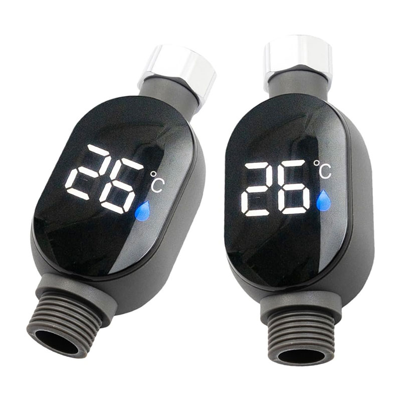 Black LED bathroom shower thermometer (0℃~99℃): accurate temp measurement, smart counter — image 1
