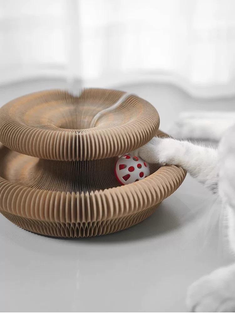 Poste de Rastrillado para Gatos Unico Pieza, Diseño Plegable Accordion, Grano Madera, Anti-arrugas, Resistente al Desgaste, Juguetes Interactivos para Gatos — imagen 11