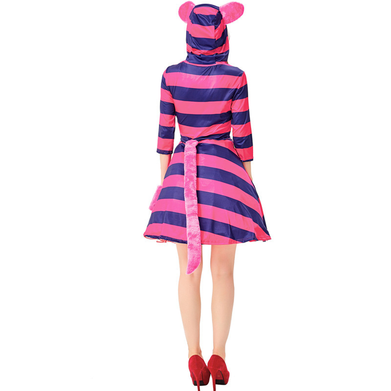Halloween Costume Alice in Wonderland Cheshire Cat Cosplay Outfit Purple Striped Cat — image 4