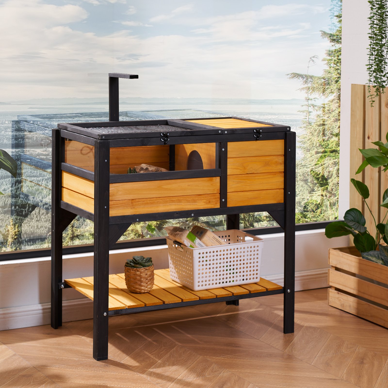 Wooden Tortoise House Tortoise Habitat Indoor & Outdoor For Lizards Snakes — image 3