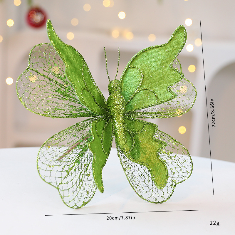 Saintyuan High-Quality Fabric Sequin Gold Powder Artificial Butterfly Ornament Christmas Tree Decoration — image 10