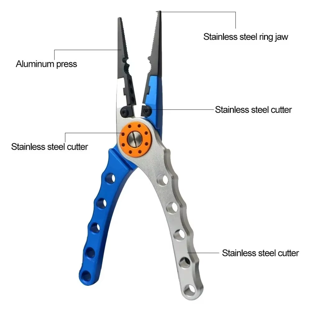 Fishing Pliers Line Cutter Multifunctional Knot Aluminum Alloy Scissors Hook Remover 150g 20CM Fishing Equipment — image 3